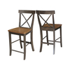 International Concepts X-Back CounterHeight Stool, 24" Seat Height, Hickory/Washed Coal S45-6132